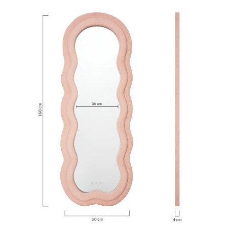 Miroir CHARLOTTE - Wavy Fleece Frame Mirror Pink - Flamingueo