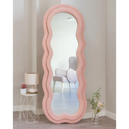 Miroir CHARLOTTE - Wavy Fleece Frame Mirror Pink - Flamingueo