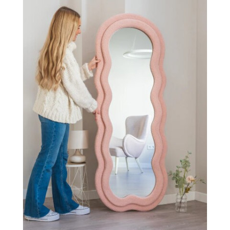 Miroir CHARLOTTE - Wavy Fleece Frame Mirror Pink - Flamingueo