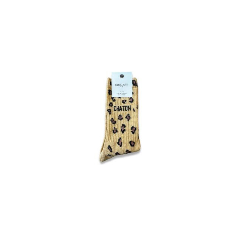 Chaussettes chaton léopard sable 36/40 - Félicie Aussi