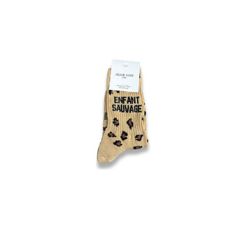 Chaussettes enfant sauvage léopard sable 31/34 - Félicie Aussi