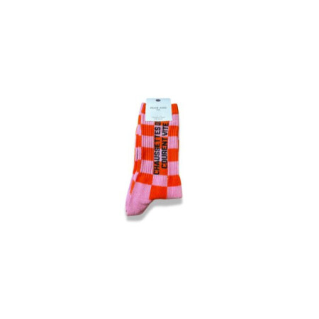 Chaussettes qui courent vite damier rose 36/40 - Félicie Aussi