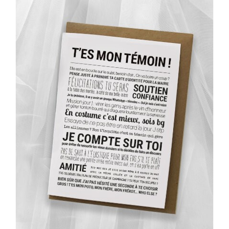 Carte Mariage - T’es Mon Témoin ! - Tout est dit
