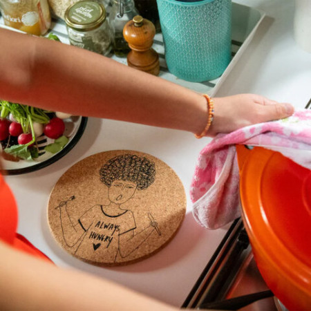 Dessous de verres en liège xl always hungry - Helen B