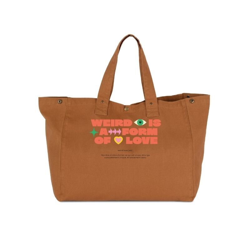 Sac cabas à pressions Weird is a form of love - L'Ornithorynque
