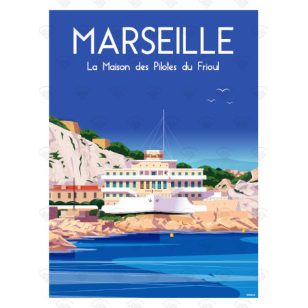 Affiche Maison Landolfi - Les symboles de Marseille par Les Affiches de voyage 30x40 cm | L’Ornithorynque Marseille