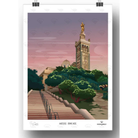 Affiche Maison Landolfi - Marseille - La Bonne Mère par Eleonore Bizeul 30x40 cm