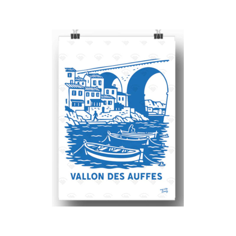 Affiche Maison Landolfi - Marseille - Vallon des auffes par My City Memory 30x40 cm