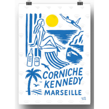 Affiche Maison Landolfi - Marseille - Corniche par My City Memory 30x40 cm