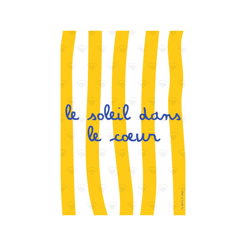 Affiche Maison Landolfi - Le soleil dans le coeur (Fond rayures jaunes) par les Affiches de Voyage 30x40 cm