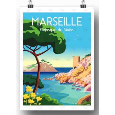 Affiche Maison Landolfi - Marseille - Calanque de Niolon par Raphael Delerue 30x40 cm