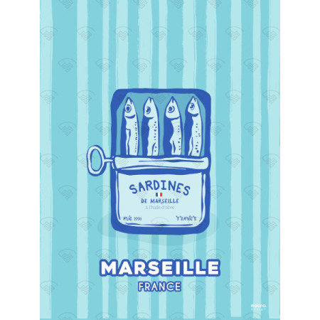 Affiche Maison Landolfi - Marseille - Sardines Bleues par Maona Design 30x40 cm