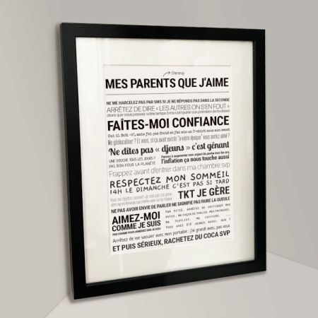 Affiche - Mes Parents (Darons) Que J'aime - Affiche Encadrée - Tout est dit