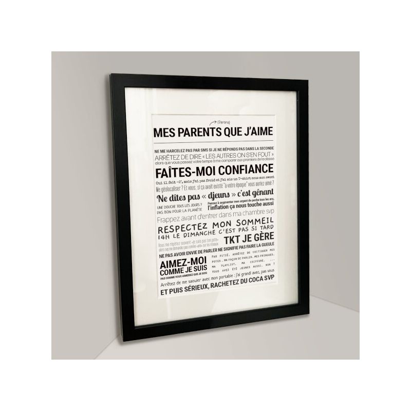 Affiche - Mes Parents (Darons) Que J'aime - Affiche Encadrée - Tout est dit