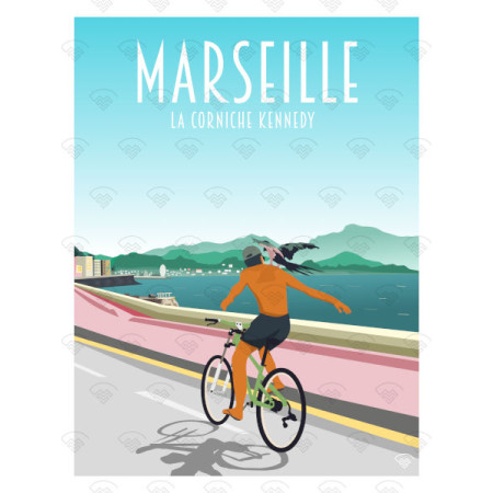 Affiche Maison Landolfi - Marseille - Corniche Kennedy par Delerue 30x40 cm
