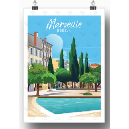 Affiche Maison Landolfi - Marseille - Fontaine du Cours Ju 30x40 cm