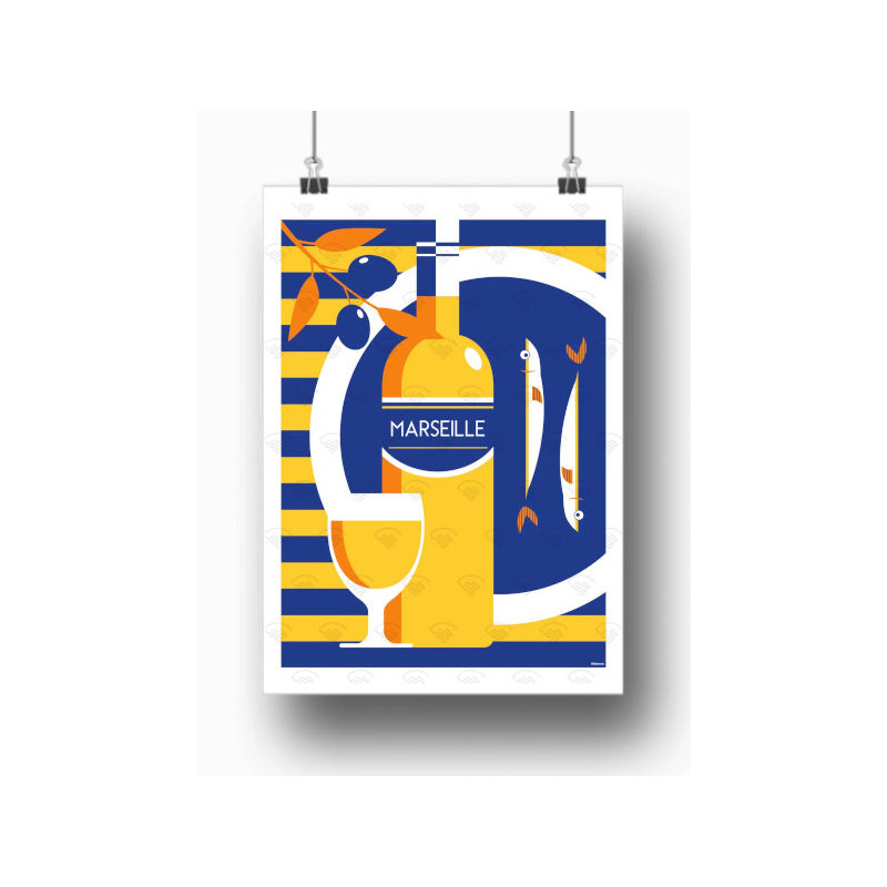 Affiche Maison Landolfi - Marseille - Apéro par Raphael Delerue 30x40 cm | L’Ornithorynque Marseille