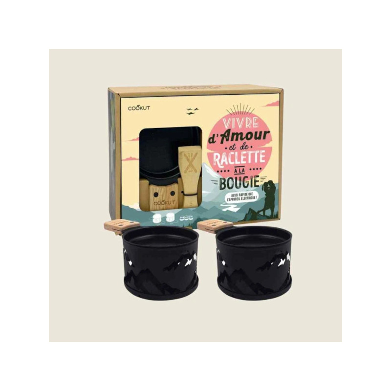 Coffret Lumi Bleu Marine "La raclette, maintenant c'est à la bougie" - Cookut