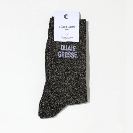 Chaussettes ouais grosse paillettes noires 36/40 - Félicie Aussi