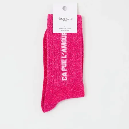 Chaussettes Ca pue l’amour rose paillettes 36/40 - Félicie Aussi