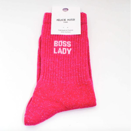 Chaussettes Boss lady Paillettes rose fluo 36/40 - Félicie Aussi