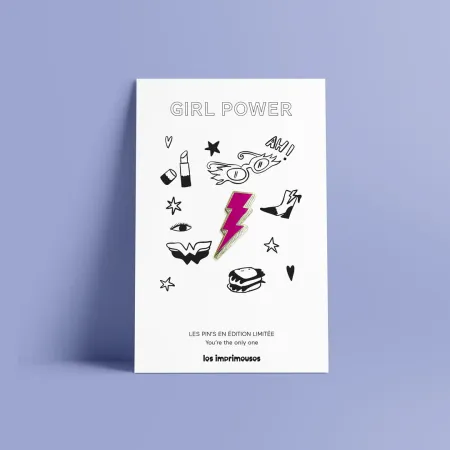 Pin’s Éclair - Girl Power - Rose - Les Imprimeuses