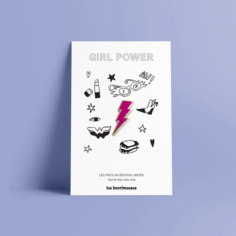 Pin’s Éclair - Girl Power - Rose - Les Imprimeuses
