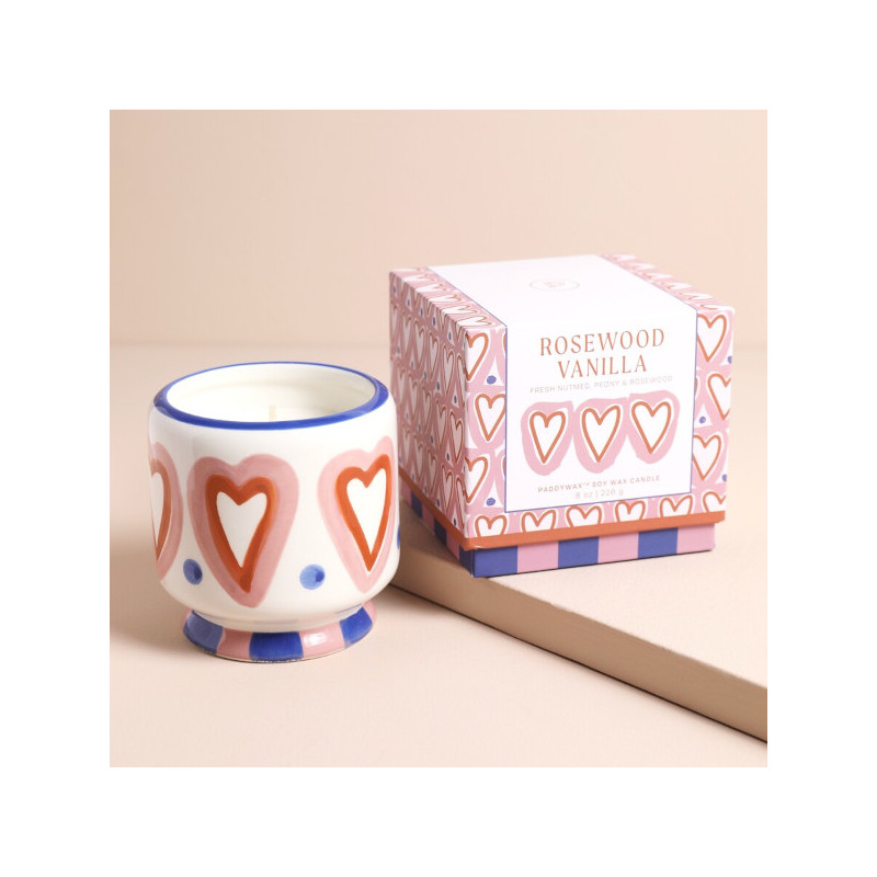 Bougie - A Dopo 226g Hearts Ceramic Candle - Rosewood Vanilla - Paddywax
