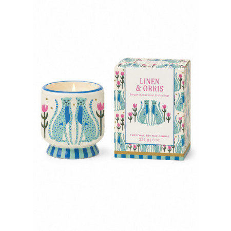 Bougie - A Dopo 226g Blue Cheetahs Ceramic Candle - Linen & Orris - Paddywax