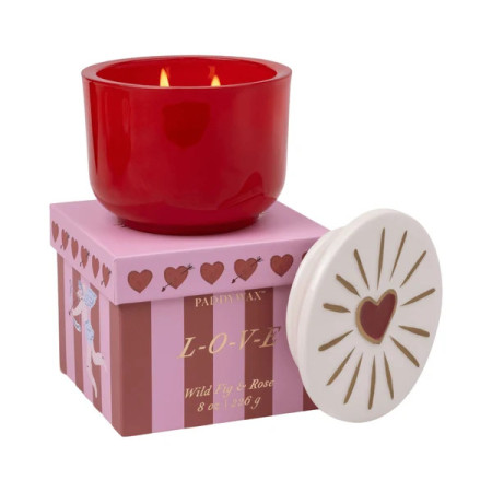 Bougie - Charmed 226g Red Glass Candle with Heart Ceramic Lid - Wild Fig & Rose - Paddywax