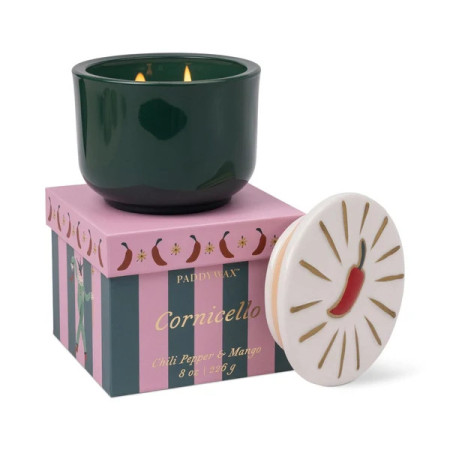 Bougie - Charmed 226g Green Glass Candle with Chili Ceramic Lid - Chili Pepper & Mango - Paddywax